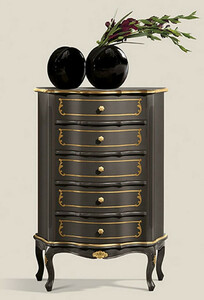 Casa Padrino Luxus Barock Kommode Schwarz / Gold - Edler Massivholz Schrank mit 5 Schubladen - Barock Mbel - Luxus Qualitt - Made in Italy