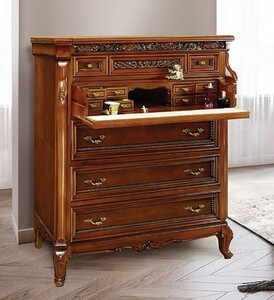 Casa Padrino Luxus Barock Kommode Braun / Creme / Messing - Prunkvolle Barockstil Schlafzimmer Kommode - Luxus Schlafzimmer M�bel im Barockstil - Barock Schlafzimmer M�bel