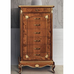 Casa Padrino Luxus Barock Kommode mit 7 Schubladen Braun / Gold H. 135 cm - Made in Italy