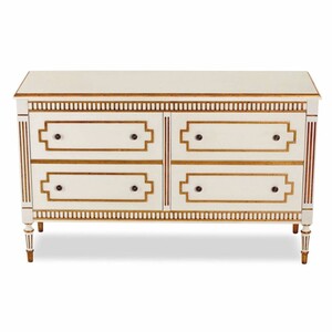 Casa Padrino Luxus Barock Schlafzimmer Kommode mit 4 Schubladen Creme / Antik Gold