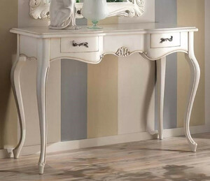 Casa Padrino Luxus Barock Konsole Weiß - Handgefertigter Massivholz Konsolentisch mit 2 Schubladen - Barock Möbel - Luxus Qualität - Made in Italy