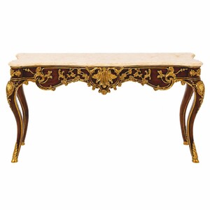 Casa Padrino Luxus Barock Mahagoni Konsole Dunkelbraun / Gold / Creme 155 cm