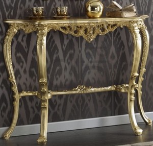 Casa Padrino Luxus Barock Konsole Gold 114 x 31 x H. 83 cm - Prunkvoller Antik Stil Konsolentisch mit wunderschnen Verzierungen - Barock Wohnzimmer Mbel
