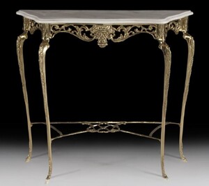 Casa Padrino Luxus Barock Konsole mit Marmorplatte Gold / Creme 99 x H. 85 cm - Barock M�bel