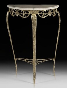 Casa Padrino Luxus Barock Konsole mit Marmorplatte Gold / Creme H. 80 cm - Barock M�bel