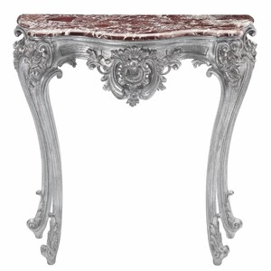 Casa Padrino Luxus Barock Konsole mit Marmorplatte Silber / Rot 93 x H. 88 cm - Made in Italy