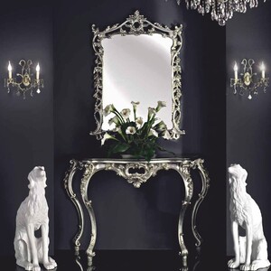 Casa Padrino Luxus Barock Konsole mit Spiegel Silber - Barock M�bel - Made in Italy