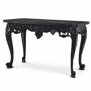 Casa Padrino Luxus Barock Mahagoni Konsole mit Marmorplatte Schwarz 128,5 cm