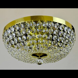 Casa Padrino Luxus Barock Kristall Deckenleuchte Gold  45 x H. 18 cm - Prunkvolle Messing Deckenleuchte mit b�hmischem Kristallglas - Barock M�bel - Edel & Prunkvoll