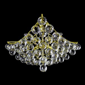 Casa Padrino Luxus Barock Kristall Deckenleuchte Gold  48 x H. 22 cm - Prunkvolle Messing Deckenleuchte mit b�hmischem Kristallglas - Barock M�bel - Edel & Prunkvoll