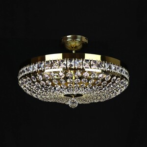 Casa Padrino Luxus Barock Kristall Deckenleuchte Gold  50 x H. 18 cm - Prunkvolle Messing Deckenleuchte mit b�hmischem Kristallglas - Barock M�bel - Edel & Prunkvoll