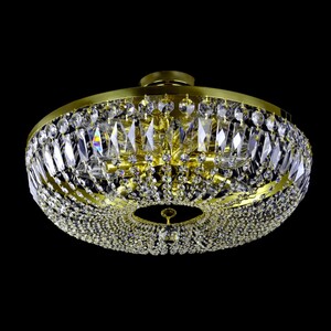 Casa Padrino Luxus Barock Kristall Deckenleuchte Gold  60 x H. 19 cm - Prunkvolle Messing Deckenleuchte mit b�hmischem Kristallglas - Barock M�bel - Edel & Prunkvoll