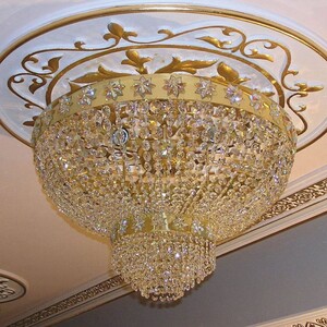 Casa Padrino Luxus Barock Kristallglas Deckenleuchte Gold  80 cm