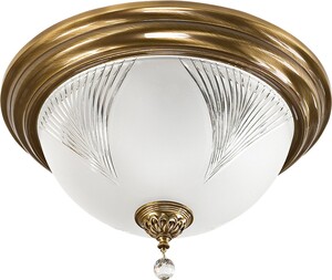 Casa Padrino Luxus Barock Kristall Deckenleuchte Messing mit Patina / Wei�  47 x H. 30 cm