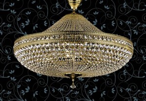 Casa Padrino Luxus Barock Kristall Deckenleuchte Messing  80 cm - Barockstil Deckenlampe