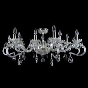 Casa Padrino Luxus Barock Kristall Deckenleuchte Silber  107 x H. 42 cm - Prunkvolle Messing Deckenleuchte mit b�hmischem Kristallglas - Barock M�bel - Edel & Prunkvoll
