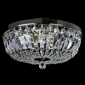 Casa Padrino Luxus Barock Kristall Deckenleuchte Silber  40 x H. 17 cm - Prunkvolle Messing Deckenleuchte mit b�hmischem Kristallglas - Barock M�bel - Edel & Prunkvoll