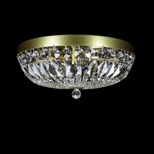 Casa Padrino Luxus Barock Kristall Deckenleuchte Silber  40 x H. 17 cm - Prunkvolle Messing Deckenleuchte mit b�hmischem Kristallglas - Barock M�bel - Edel & Prunkvoll