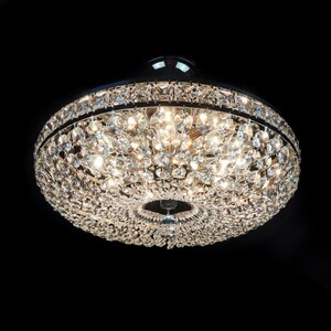 Casa Padrino Luxus Barock Kristall Deckenleuchte Silber  50 x H. 18 cm - Prunkvolle Messing Deckenleuchte mit b�hmischem Kristallglas - Barock M�bel - Edel & Prunkvoll