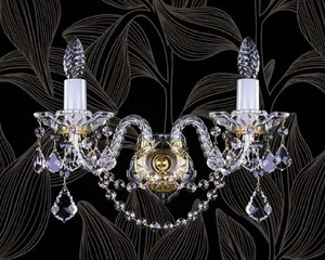 Casa Padrino Luxus Barock Kristall Doppel Wandleuchte Gold 36 cm