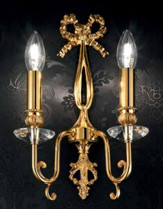 Casa Padrino Luxus Barock Kristall Doppel Wandleuchte Gold 23 x 12 x H. 36 cm - Prunkvolle Wandlampe im Barockstil - Barock Leuchten - Edel & Prunkvoll - Luxus Qualitt - Made in Italy