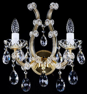 Casa Padrino Luxus Barock Kristall Doppel Wandleuchte Gold 33 x 17 x H. 38,5 cm - Prunkvolle Wandlampe mit Bhmischem Kristallglas - Edel & Prunkvoll