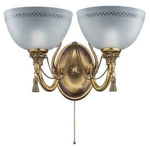 Casa Padrino Luxus Barock Kristall Doppel Wandleuchte Messing mit Patina / Wei� 41 cm