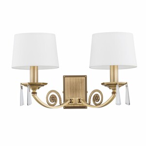 Casa Padrino Luxus Barock Kristall Doppel Wandleuchte Messing mit Patina / Wei 47 cm