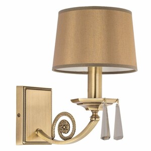 Casa Padrino Luxus Barock Kristall Wandleuchte Messing mit Patina / Braun H. 28 cm