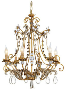 Casa Padrino Luxus Barock Kristall Kronleuchter Antik Gold / Antik Silber  62 x H. 73 cm - Prunkvoller Wohnzimmer Kronleuchter im Barockstil - Luxus Qualit�t - Made in Italy