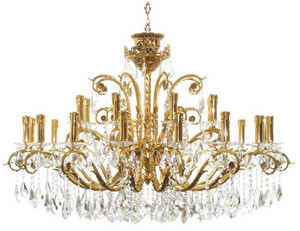 Casa Padrino Luxus Barock Kristall Kronleuchter Gold  120 x H. 65 cm - Prunkvoller Messing Kronleuchter mit edlem Kristallglas - Barock Leuchten