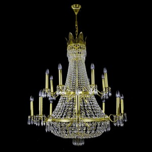 Casa Padrino Luxus Barock Kristall Kronleuchter Gold  110 x H. 131 cm - Prunkvolle Messing Kronleuchter mit b�hmischem Kristallglas - Barock M�bel - Edel & Prunkvoll