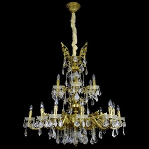 Casa Padrino Luxus Barock Kristall Kronleuchter Gold  112 x H. 135 cm - Prunkvolle Messing Kronleuchter mit b�hmischem Kristallglas - Barock M�bel - Edel & Prunkvoll