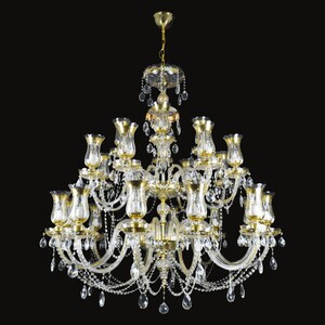 Casa Padrino Luxus Barock Kristall Kronleuchter Gold  118 x H. 132 cm - Prunkvolle Messing Kronleuchter mit b�hmischem Kristallglas - Barock M�bel - Edel & Prunkvoll