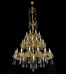 Casa Padrino Luxus Barock Kristall Kronleuchter Gold  120 x H. 250 cm - Prunkvolle Messing Kronleuchter mit b�hmischem Kristallglas - Barock M�bel - Edel & Prunkvoll