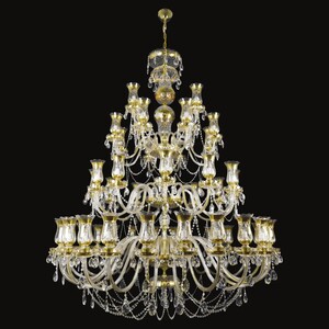 Casa Padrino Luxus Barock Kristall Kronleuchter Gold  165 x H. 205 cm - Prunkvolle Messing Kronleuchter mit b�hmischem Kristallglas - Barock M�bel - Edel & Prunkvoll