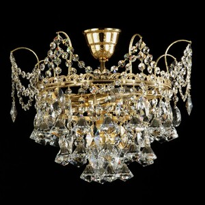 Casa Padrino Luxus Barock Kristall Kronleuchter Gold  40 x H. 26 cm - Prunkvolle Messing Kronleuchter mit b�hmischem Kristallglas - Barock M�bel - Edel & Prunkvoll