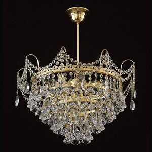 Casa Padrino Luxus Barock Kristall Kronleuchter Gold  50 x H. 35 cm - Prunkvolle Messing Kronleuchter mit b�hmischem Kristallglas - Barock M�bel - Edel & Prunkvoll