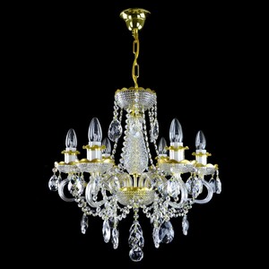 Casa Padrino Luxus Barock Kristall Kronleuchter Gold  50 x H. 54 cm - Prunkvolle Messing Kronleuchter mit b�hmischem Kristallglas - Barock M�bel - Edel & Prunkvoll