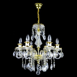 Casa Padrino Luxus Barock Kristall Kronleuchter Gold  50 x H. 54 cm - Prunkvolle Messing Kronleuchter mit b�hmischem Kristallglas - Barock M�bel - Edel & Prunkvoll
