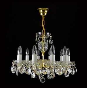 Casa Padrino Luxus Barock Kristall Kronleuchter Gold  52 x H. 35 cm - Prunkvolle Messing Kronleuchter mit b�hmischem Kristallglas - Barock M�bel - Edel & Prunkvoll
