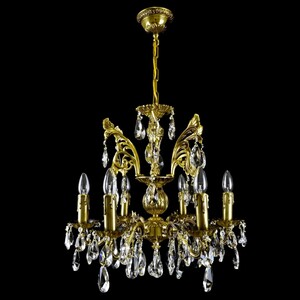 Casa Padrino Luxus Barock Kristall Kronleuchter Gold  53 x H. 52 cm - Prunkvolle Messing Kronleuchter mit b�hmischem Kristallglas - Barock M�bel - Edel & Prunkvoll