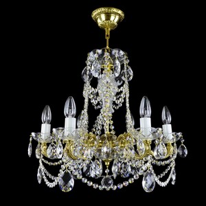 Casa Padrino Luxus Barock Kristall Kronleuchter Gold  55 x H. 50 cm - Prunkvolle Messing Kronleuchter mit b�hmischem Kristallglas - Barock M�bel - Edel & Prunkvoll