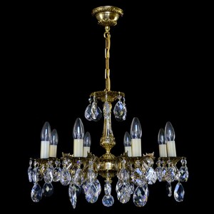 Casa Padrino Luxus Barock Kristall Kronleuchter Gold  56 x H. 42 cm - Prunkvolle Messing Kronleuchter mit b�hmischem Kristallglas - Barock M�bel - Edel & Prunkvoll