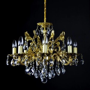 Casa Padrino Luxus Barock Kristall Kronleuchter Gold  56 x H. 54 cm - Prunkvolle Messing Kronleuchter mit b�hmischem Kristallglas - Barock M�bel - Edel & Prunkvoll