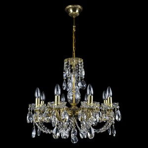 Casa Padrino Luxus Barock Kristall Kronleuchter Gold  57 x H. 52 cm - Prunkvolle Messing Kronleuchter mit b�hmischem Kristallglas - Barock M�bel - Edel & Prunkvoll
