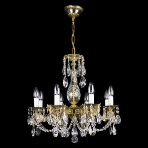 Casa Padrino Luxus Barock Kristall Kronleuchter Gold  58 x H. 52 cm - Prunkvolle Messing Kronleuchter mit b�hmischem Kristallglas - Barock M�bel - Edel & Prunkvoll