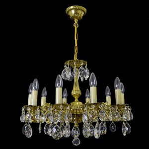 Casa Padrino Luxus Barock Kristall Kronleuchter Gold  60 x H. 46 cm - Prunkvolle Messing Kronleuchter mit b�hmischem Kristallglas - Barock M�bel - Edel & Prunkvoll