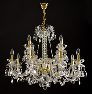 Casa Padrino Luxus Barock Kristall Kronleuchter Gold  64 x H. 68 cm - Prunkvolle Messing Kronleuchter mit b�hmischem Kristallglas - Barock M�bel - Edel & Prunkvoll
