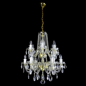 Casa Padrino Luxus Barock Kristall Kronleuchter Gold  66 x H. 68 cm - Prunkvolle Messing Kronleuchter mit b�hmischem Kristallglas - Barock M�bel - Edel & Prunkvoll